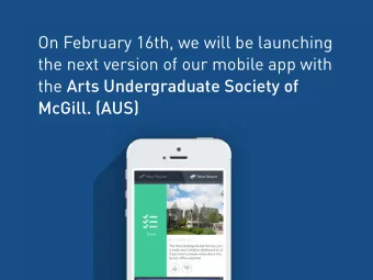 On February 16th, we will be launching  the next version of our mobile app with the Arts