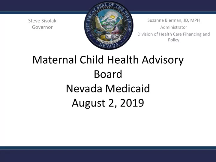 maternal child health advisory board nevada medicaid