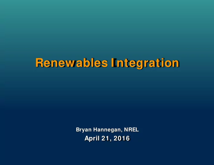 renewables i ntegration