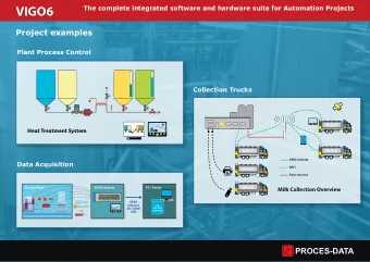 VIGO6  Project examples  Plant Process Control  Collection Trucks  MILK  Tank 1  Tank 2  Tank 3