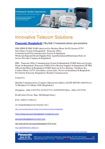 Innovative Telecom Solution  Skylink Communications is one of the Country's leading