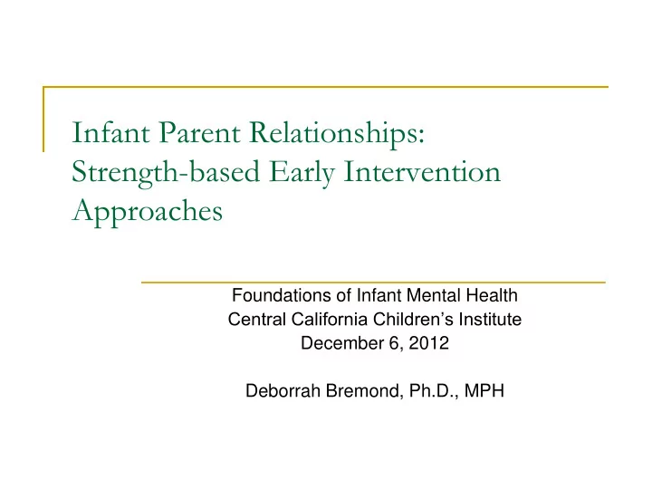 infant parent relationships