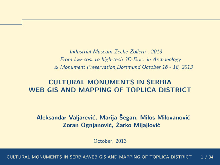 cultural monuments in serbia web gis and mapping of