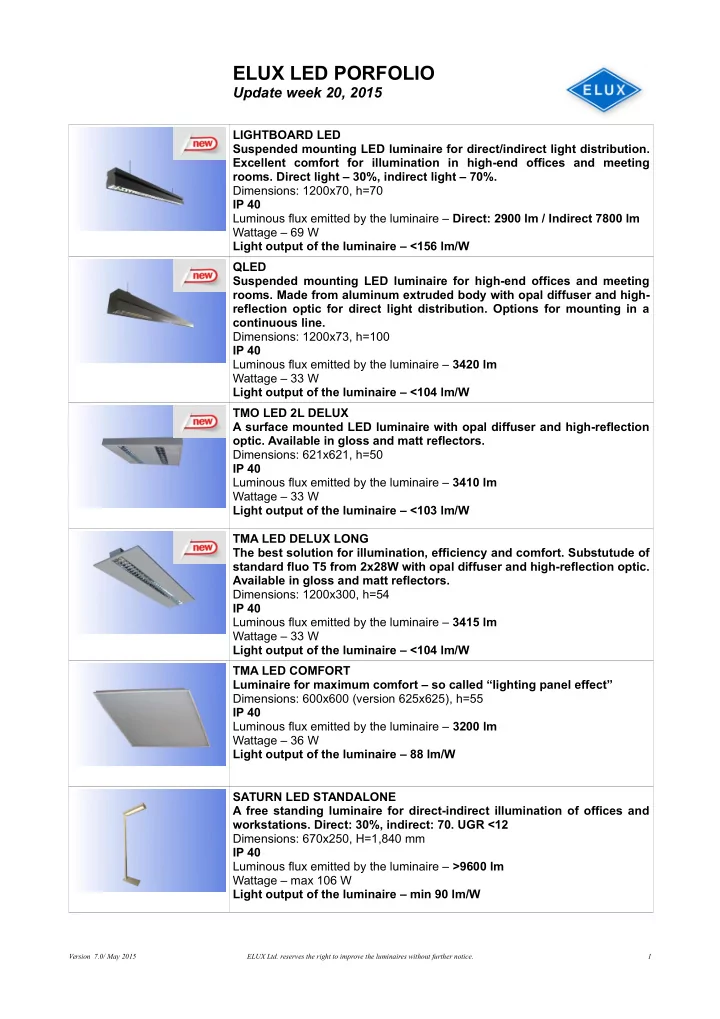 elux led porfolio