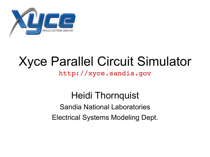 xyce parallel circuit simulator