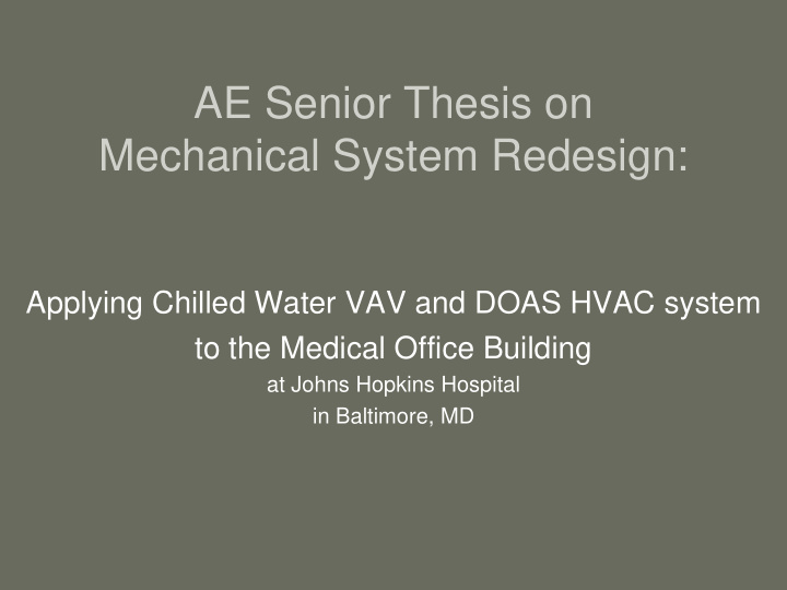 ae senior thesis on mechanical system redesign