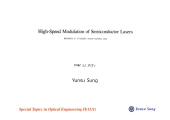 Yunsu Sung  Yunsu Sung  Special Topics in Optical Engineering II(15/1)  Contents   Two-port