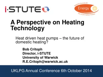 A Perspective on Heating  Technology Heat driven heat pumps  the future of  domestic heating?