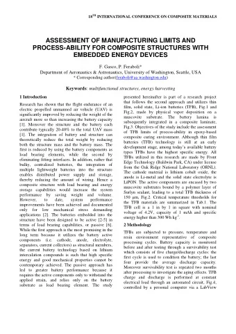 ASSESSMENT OF MANUFACTURING LIMITS AND  PROCESS-ABILITY FOR COMPOSITE STRUCTURES WITH  EMBEDDED