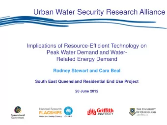 Urban Water Security Research Alliance  Implications of Resource-Efficient Technology on  Peak
