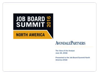 Presented to the Job Board Summit North  America 2016  Biography of the Speaker  Randle G. Reece,