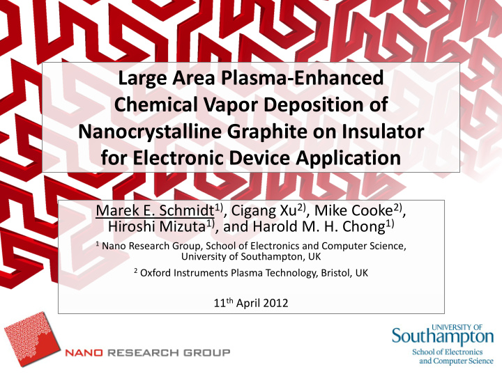 large area plasma enhanced chemical vapor deposition of