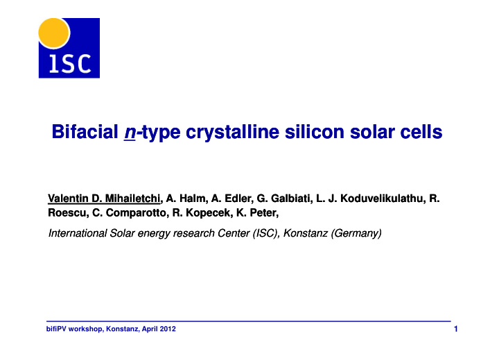 bifacial n type crystalline silicon solar cells bifacial