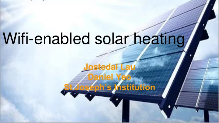 wifi enabled solar heating