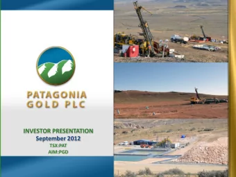 INVESTOR PRESENTATION  September 2012  TSX:PAT  AIM:PGD  IMPORTANT NOTICE  The information