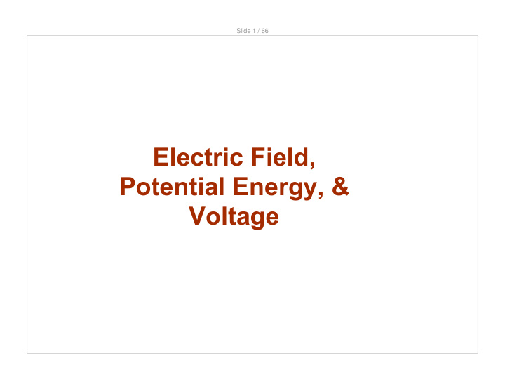 electric field potential energy voltage