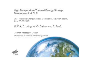 High Temperature Thermal Energy Storage  Development at DLR  ECI  Massive Energy Storage