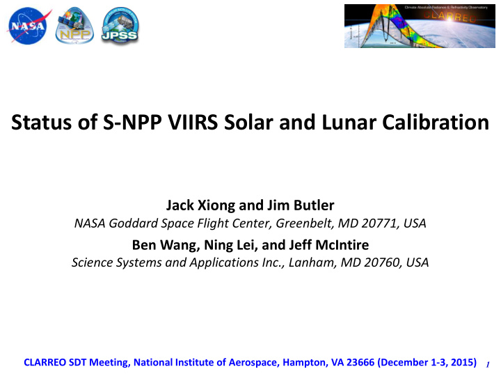 status of s npp viirs solar and lunar calibration