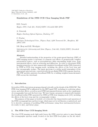 Simulations of the STIS CCD Clear Imaging Mode PSF  R.H. Cornett  Hughes STX, Code 681, NASA/GSFC,