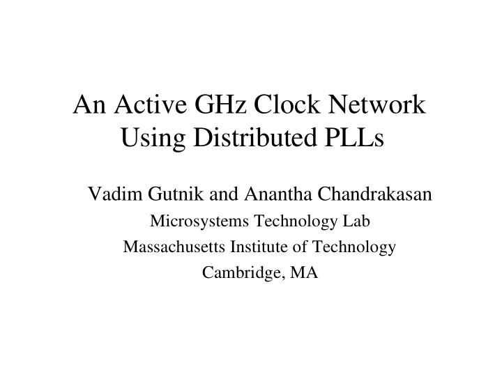 an active ghz clock network using distributed plls