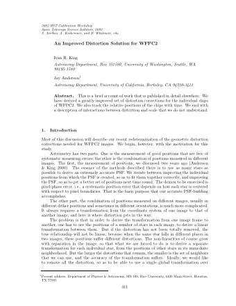 An Improved Distortion Solution for WFPC2  Ivan R. King  Astronomy Department, Box 351580,