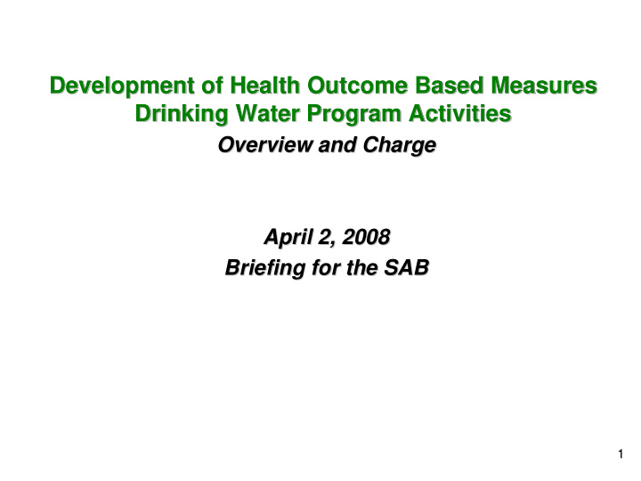 development of health outcome based measures development