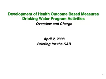 Development of Health Outcome Based Measures  Development of Health Outcome Based Measures