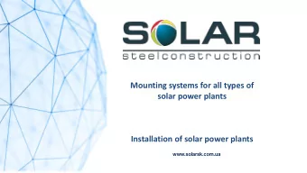 Mounting systems for all types of  solar power plants  Installation of solar power plants