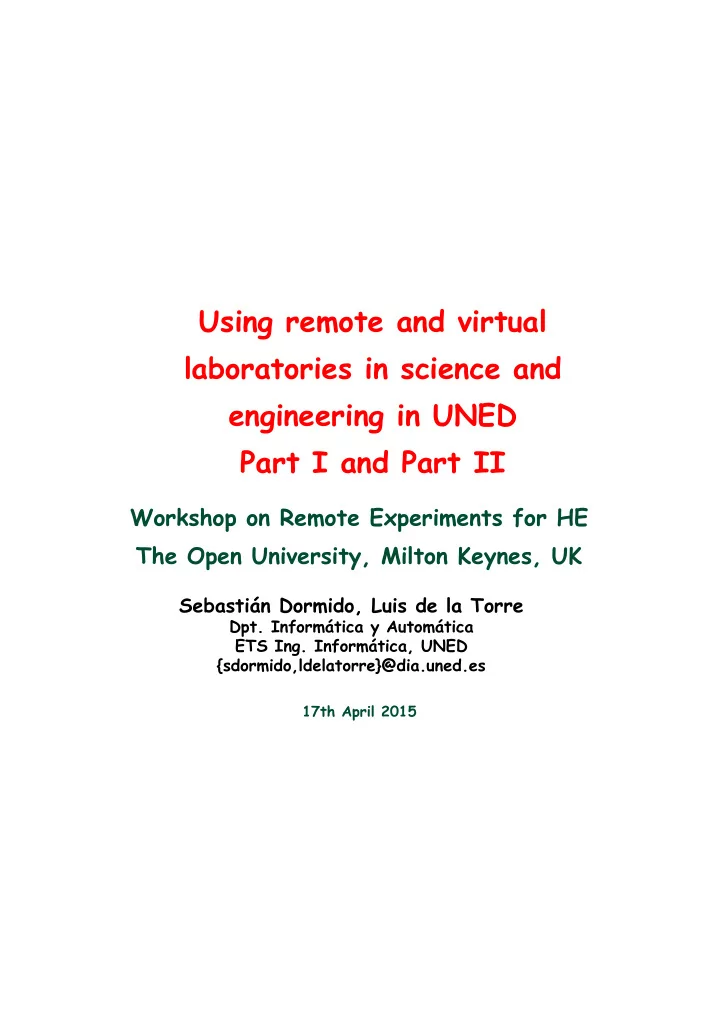 using remote and virtual laboratories in science and