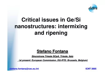 Critical issues in Ge/Si  nanostructures: intermixing  and ripening  Stefano Fontana  Fontana