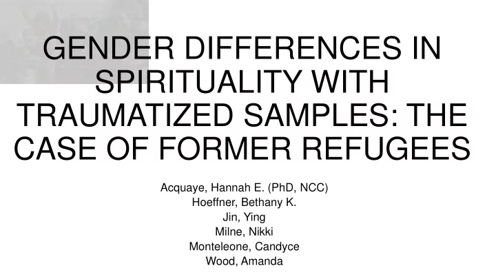 gender differences in spirituality with