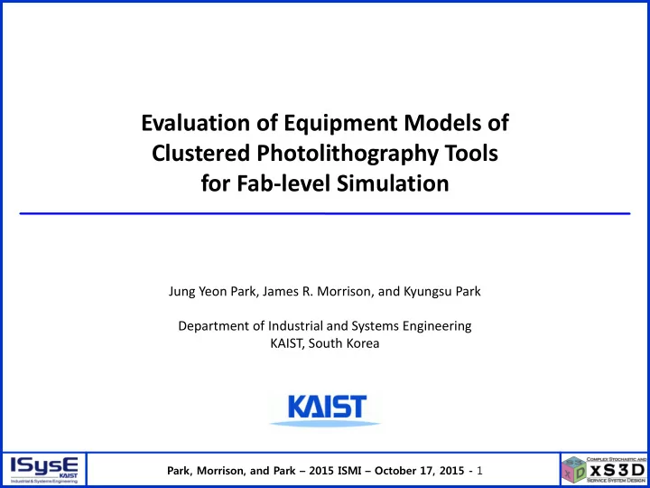 evaluation of equipment models of clustered