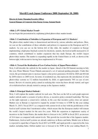 Merrill Lynch Japan Conference 2008 (September 18, 2008)  Director &amp; Senior Managing Executive