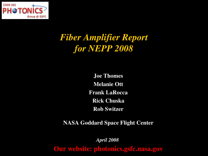 fiber amplifier report for nepp 2008