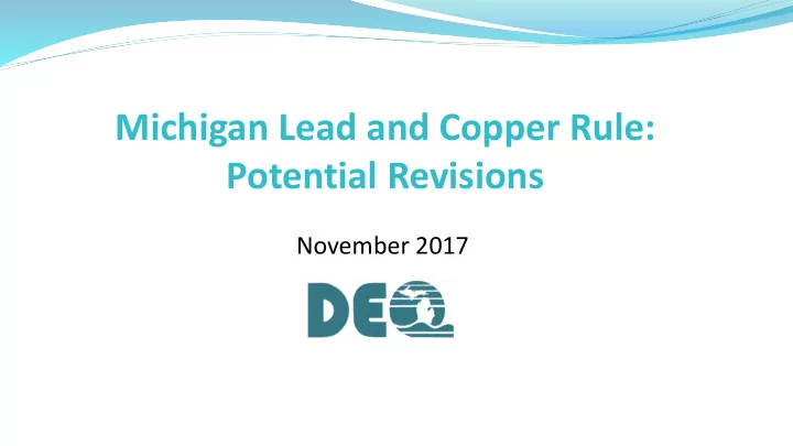 michigan lead and copper rule