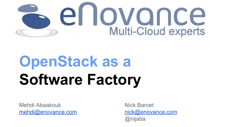 openstack as a software factory