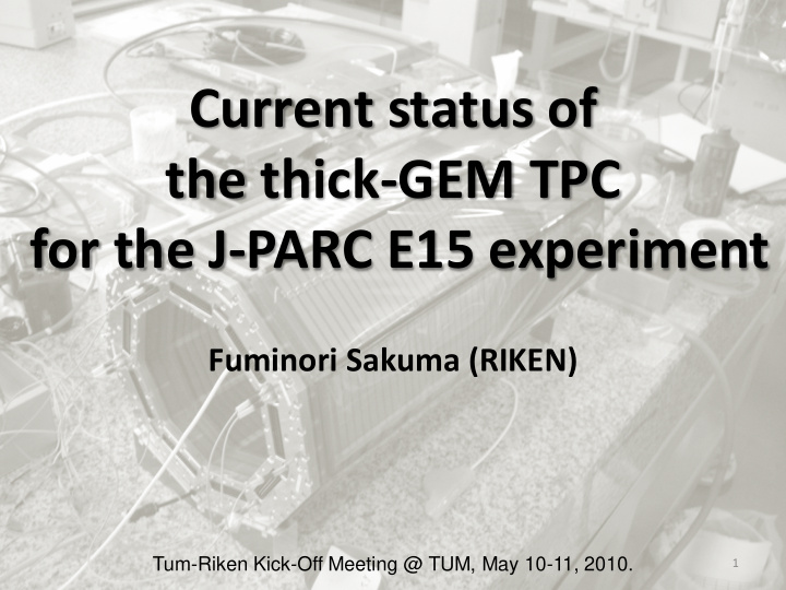 current status of the thick gem tpc for the j parc e15