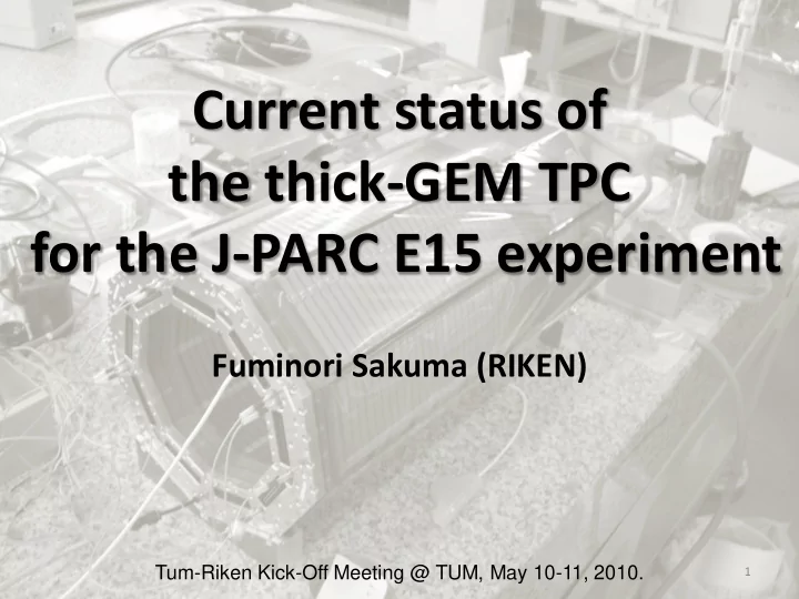 current status of the thick gem tpc for the j parc e15