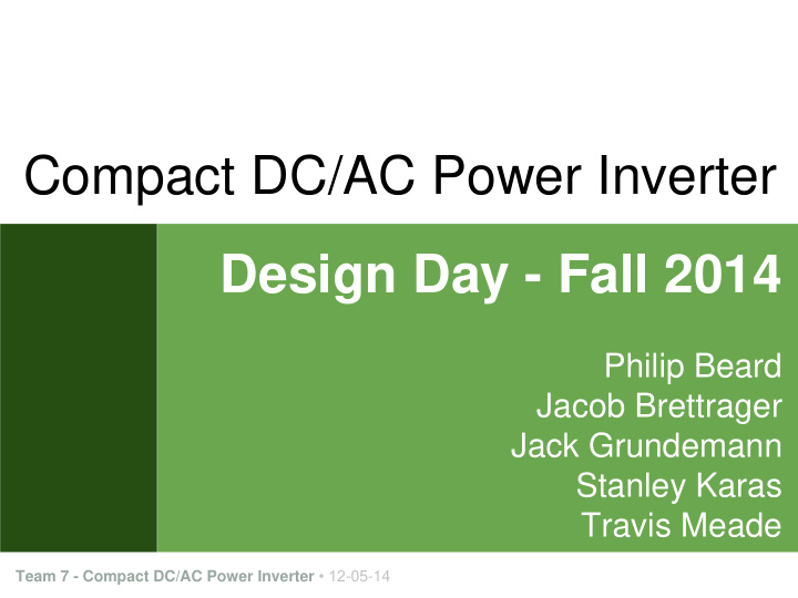compact dc ac power inverter design day fall 2014