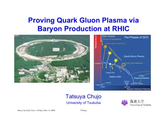 Proving Quark Gluon Plasma via Baryon Production at RHIC  Tatsuya Chujo  University of Tsukuba