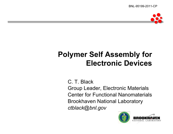 polymer self assembly for electronic devices