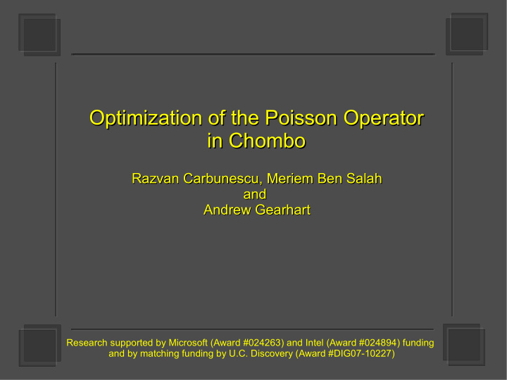 optimization of the poisson operator optimization of the