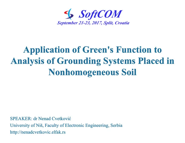 application of green s function to application of green s