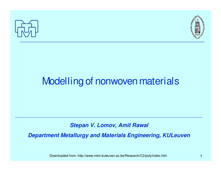 modellingof nonwoven materials