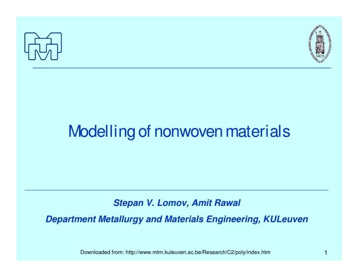 modellingof nonwoven materials