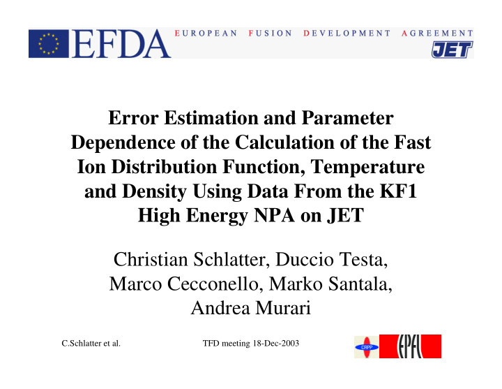 error estimation and parameter dependence of the