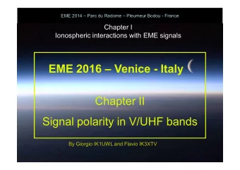 EME 2016  Venice - Italy  Chapter II  Signal polarity in V/UHF bands  By Giorgio IK1UWL and