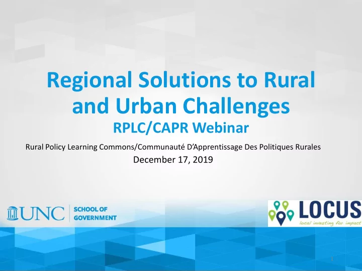 regional solutions to rural