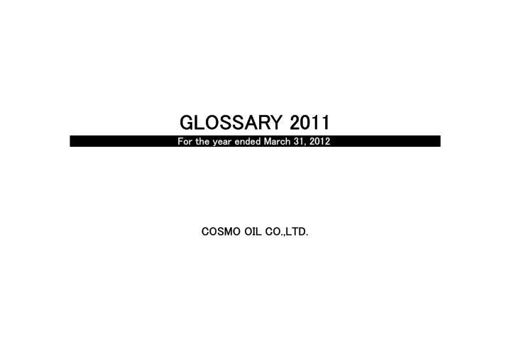 glossary 2011