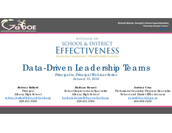 data drive n l e ade rship t e ams